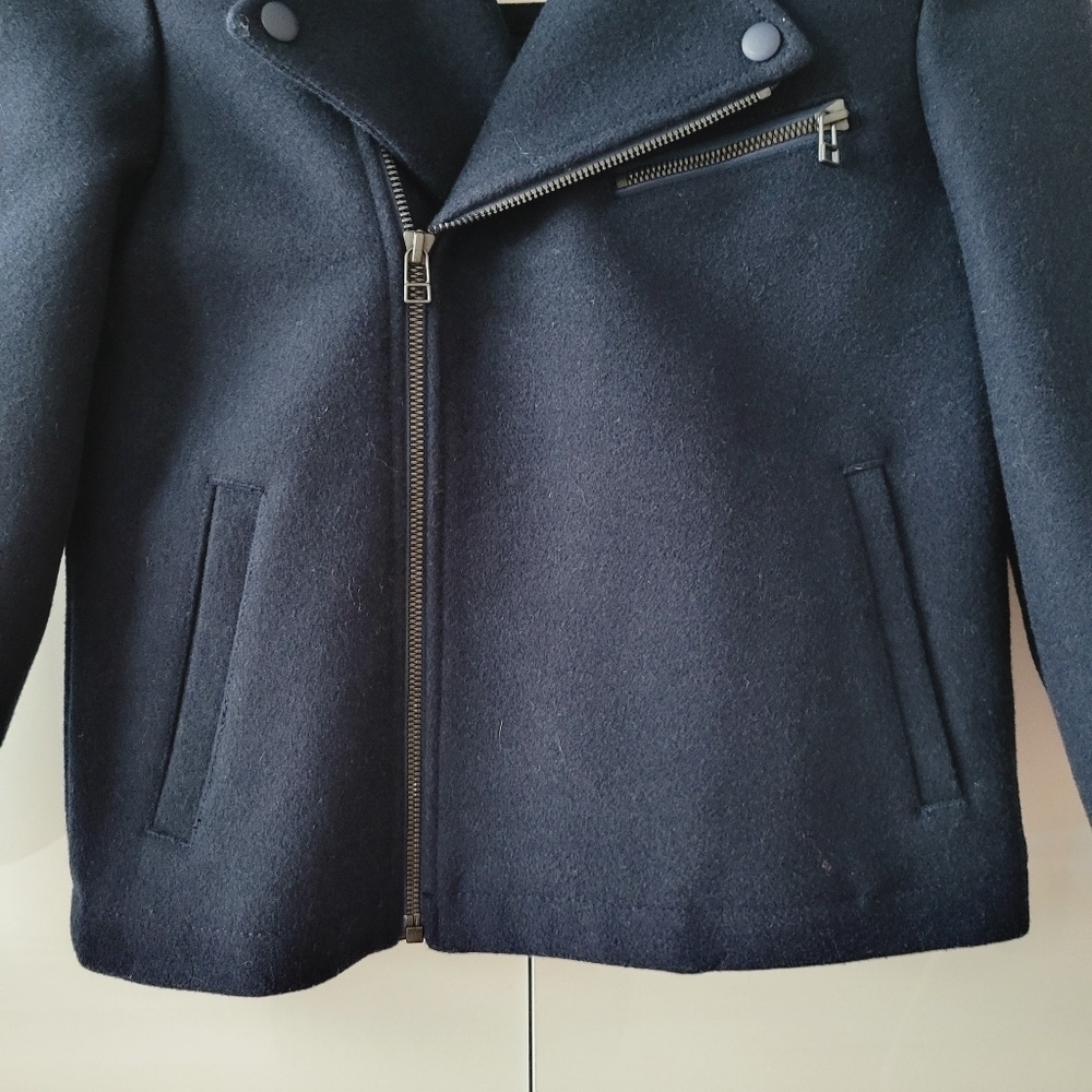 J. Crew Crewcuts Girl's Navy Wool Moto Jacket - Picture 4 of 9